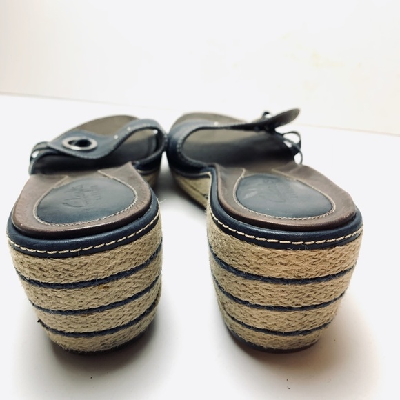 CLARKS ARTISAN Navy Leather Espadrille Sandals 11 - Picture 2 of 12